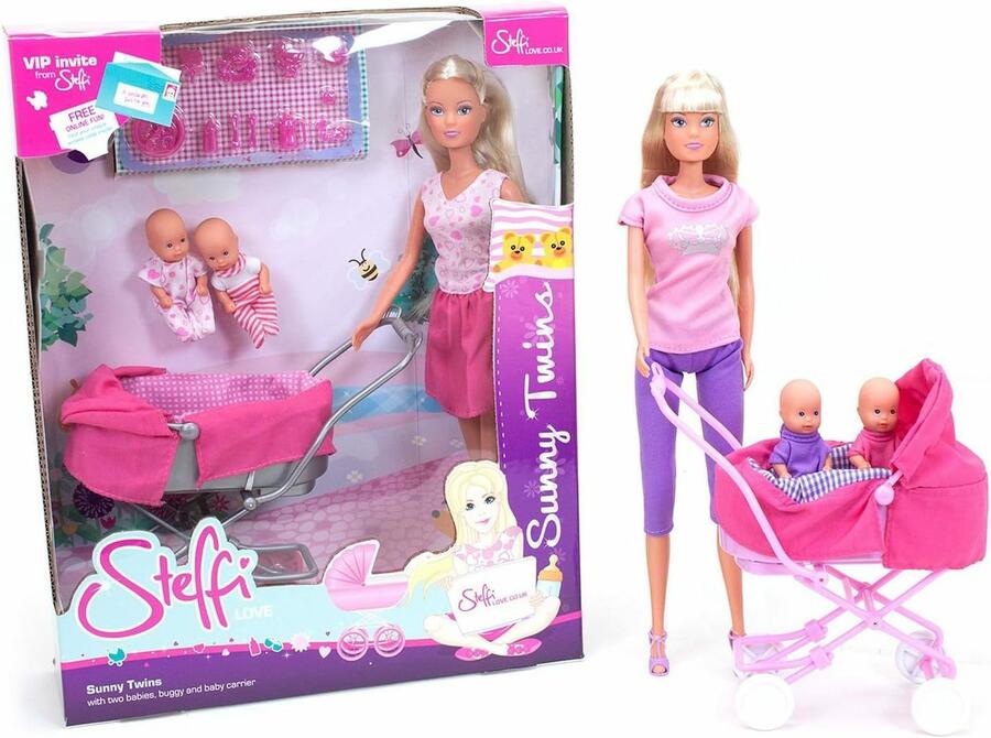 Steffi Love Bambola con gemelli + accessori e carrozzina - SIMBA 105738060 - 3+