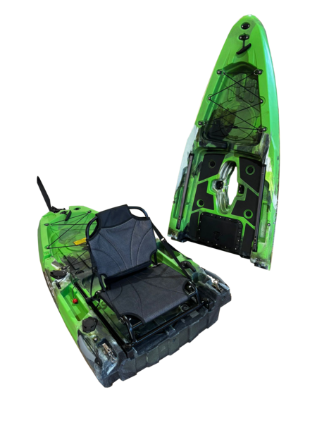 Big Mama S500 fishing con 5 portacanne, modello divisibile, pedali, sedile e timone