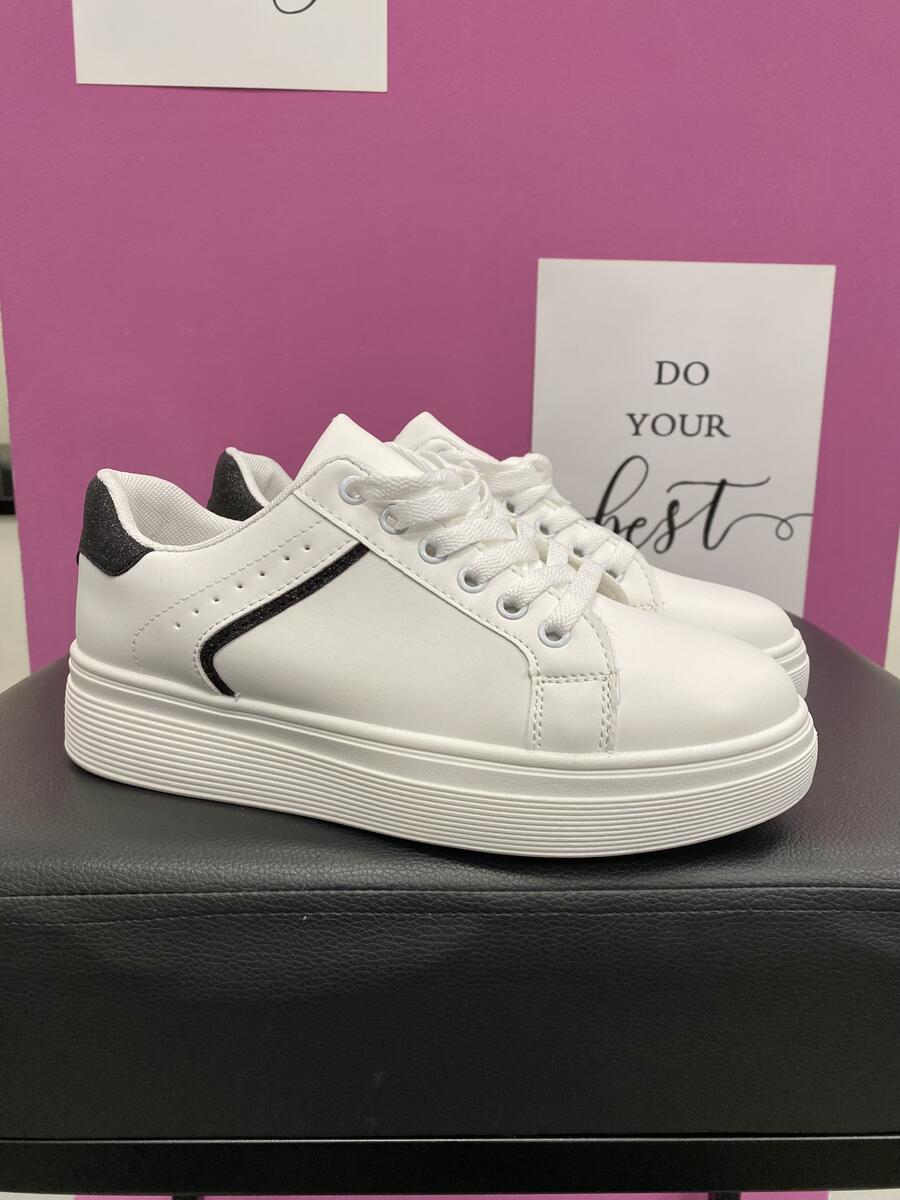 NOVITÀ Sneakers bianche platform profili neri