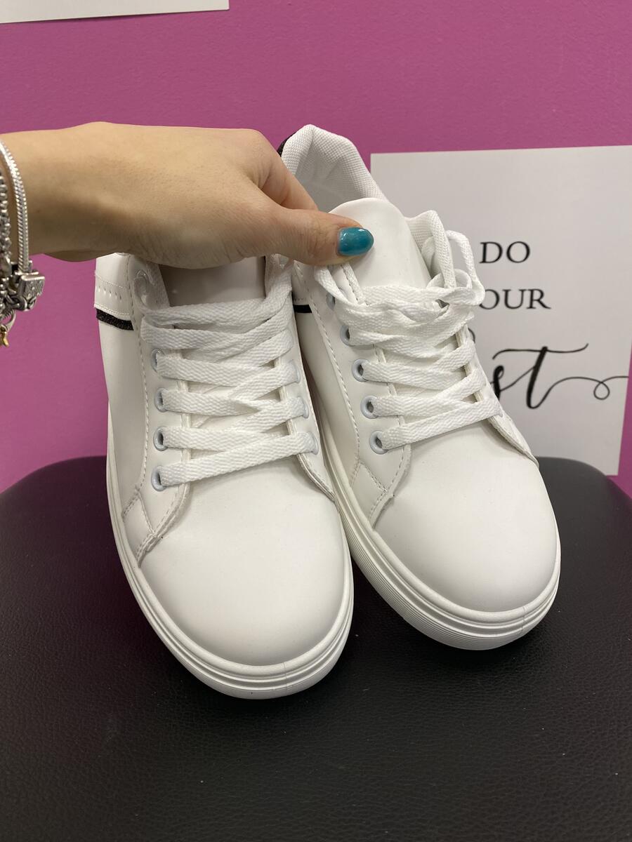 NOVITÀ Sneakers bianche platform profili neri