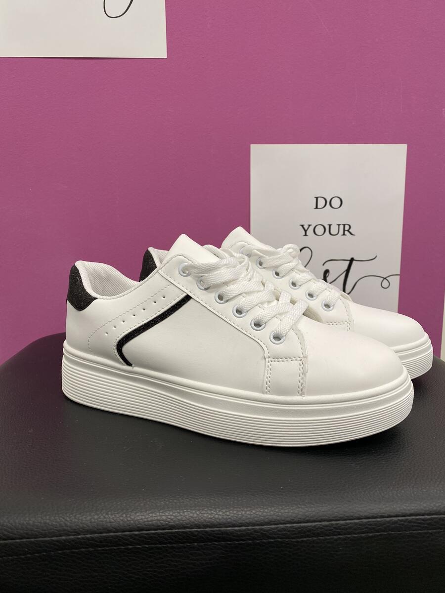 NOVITÀ Sneakers bianche platform profili neri