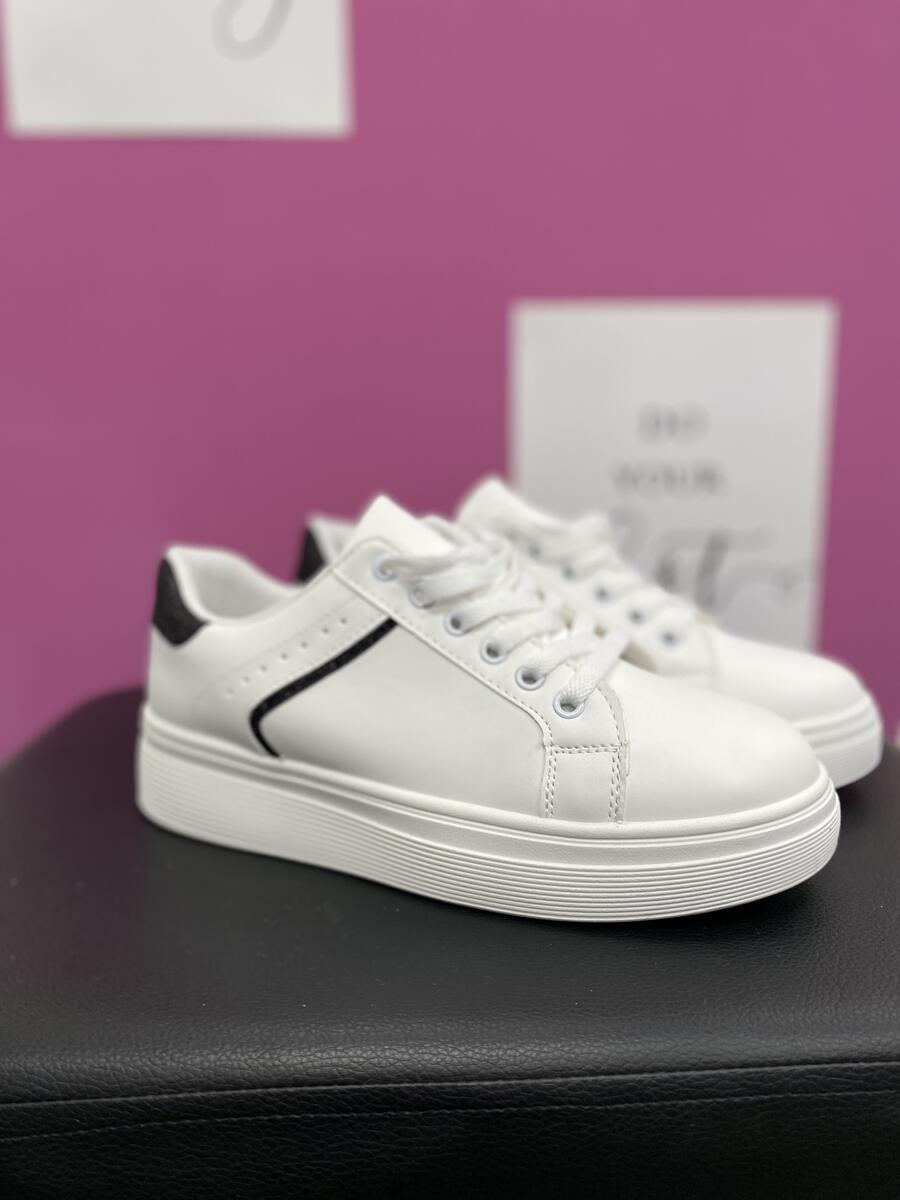 NOVITÀ Sneakers bianche platform profili neri