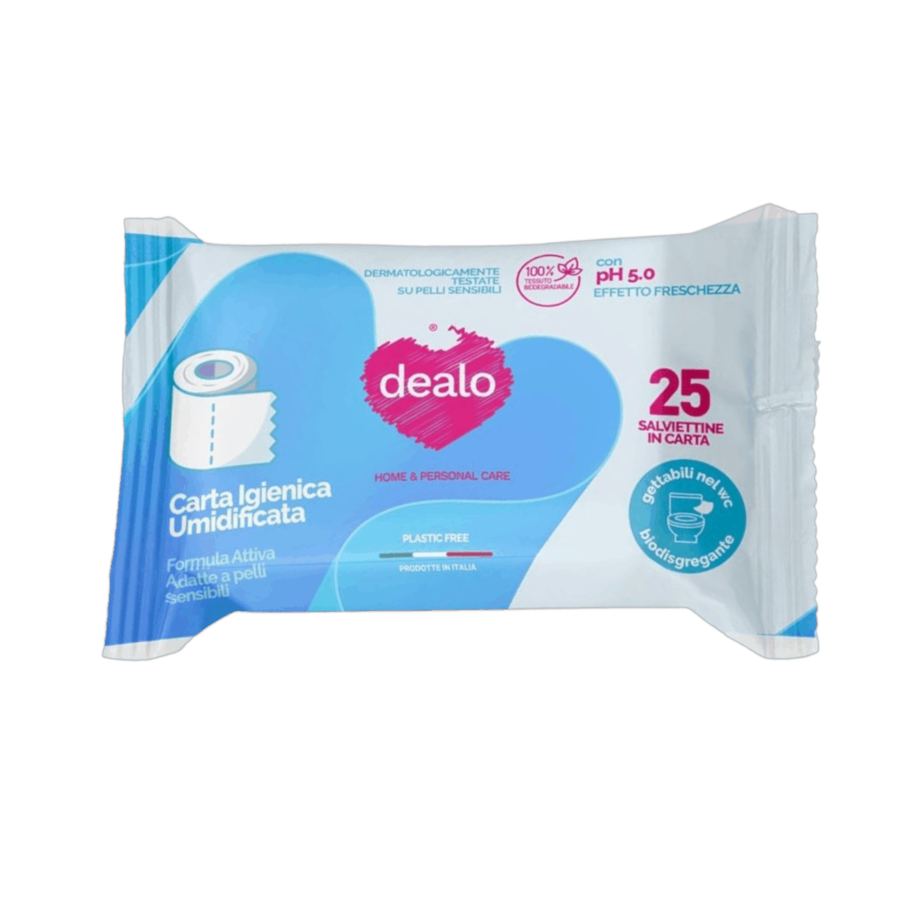 DEALO SALVIETTINE IMBEVUTE CARTA IGIENICA 25 PEZZI (Confezione da 24 pezzi) 