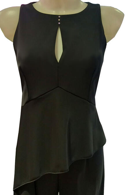 5-0016 Drop-front jumpsuit with double right side panel