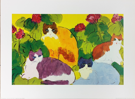 WALASSE TING - 4 CHATS / 4 CATS: Exhibition Poster - Yves Rivière Diffusion, Parigi, 1992