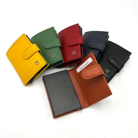 Portafoglio in vera pelle Arancia/Giallo/Verde/Rosso
