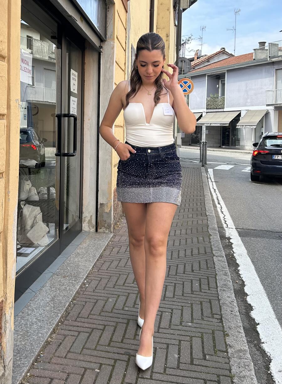 NOVITÀ Mini gonna in denim con risvolto SHINE
