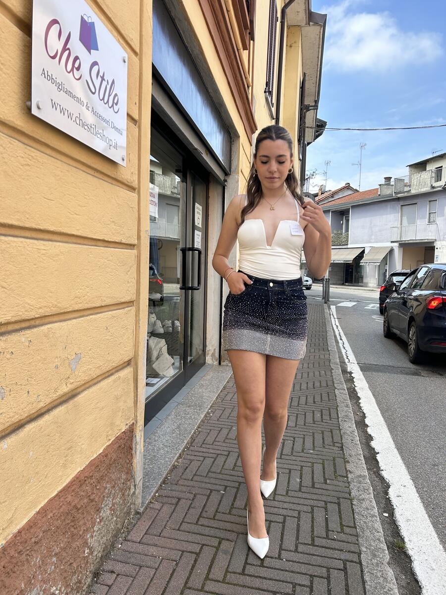NOVITÀ Mini gonna in denim con risvolto SHINE