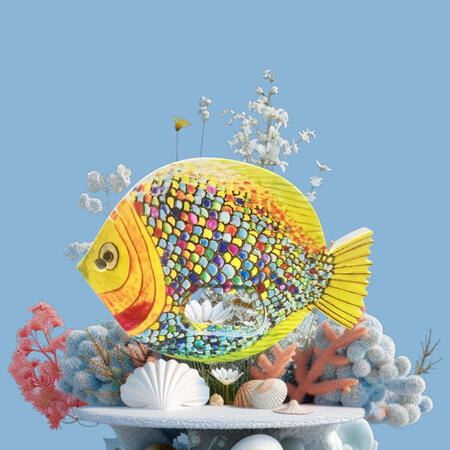 Pesce giallo apri bottiglia in resina con magnete pz.1