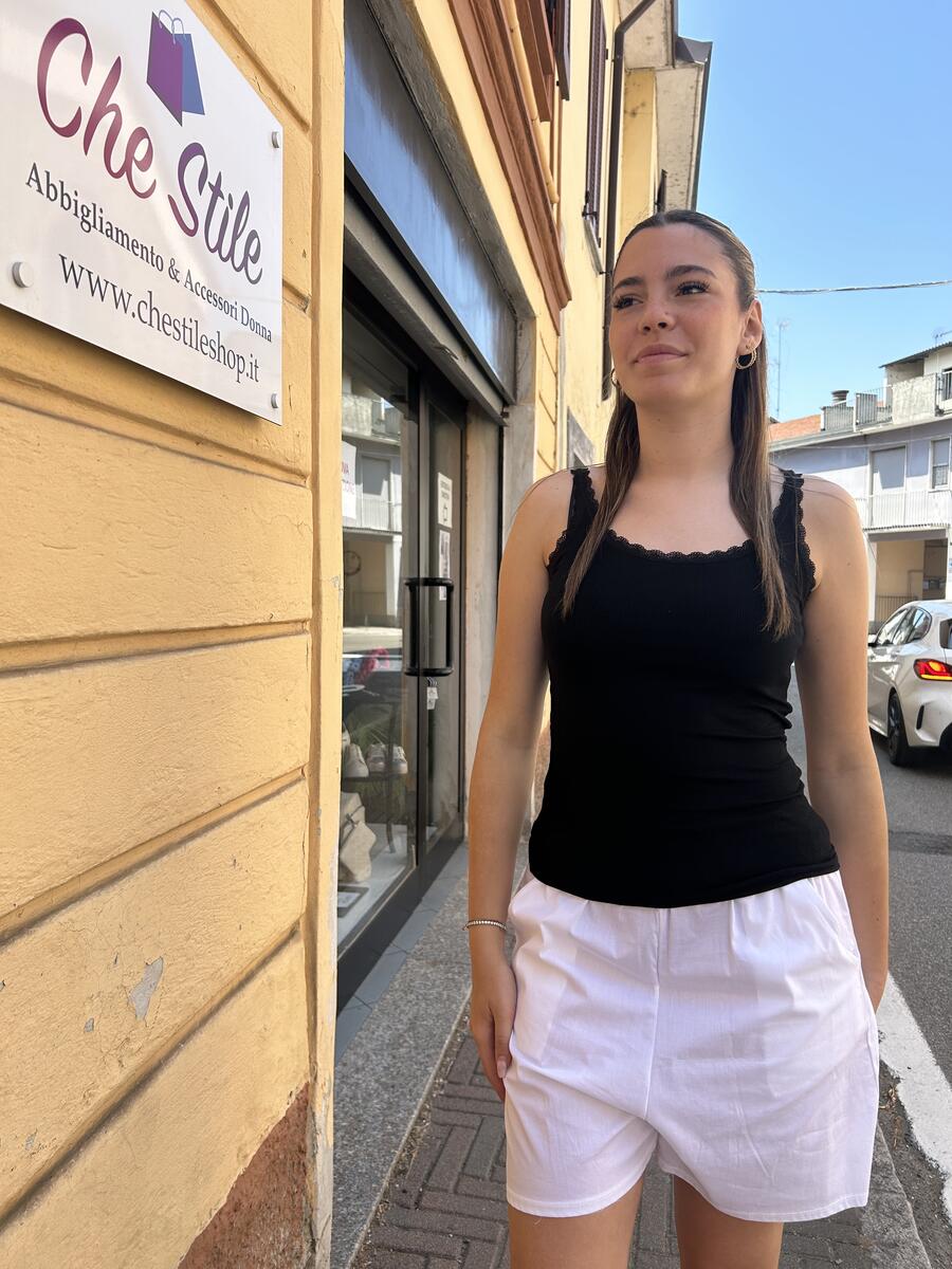 NOVITÀ Canotta a costine profilo in pizzo 