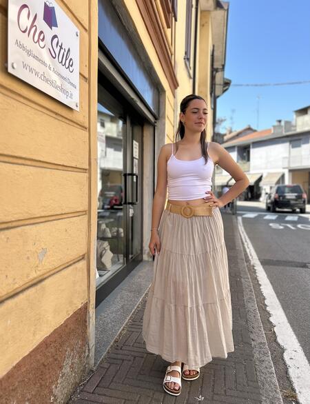 NOVITÀ Gonna lunga con cintura in 100% cotone