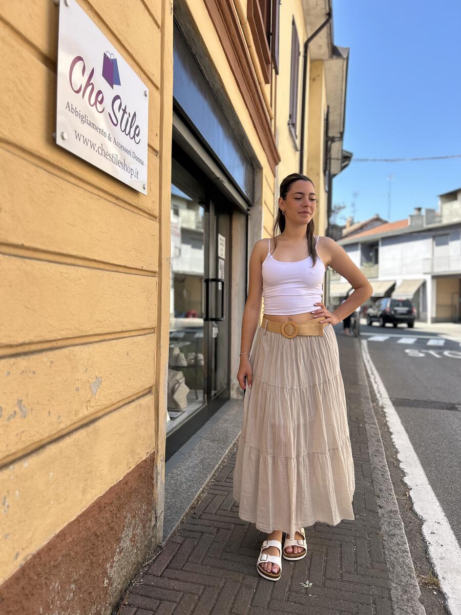 NOVITÀ Gonna lunga con cintura in 100% cotone