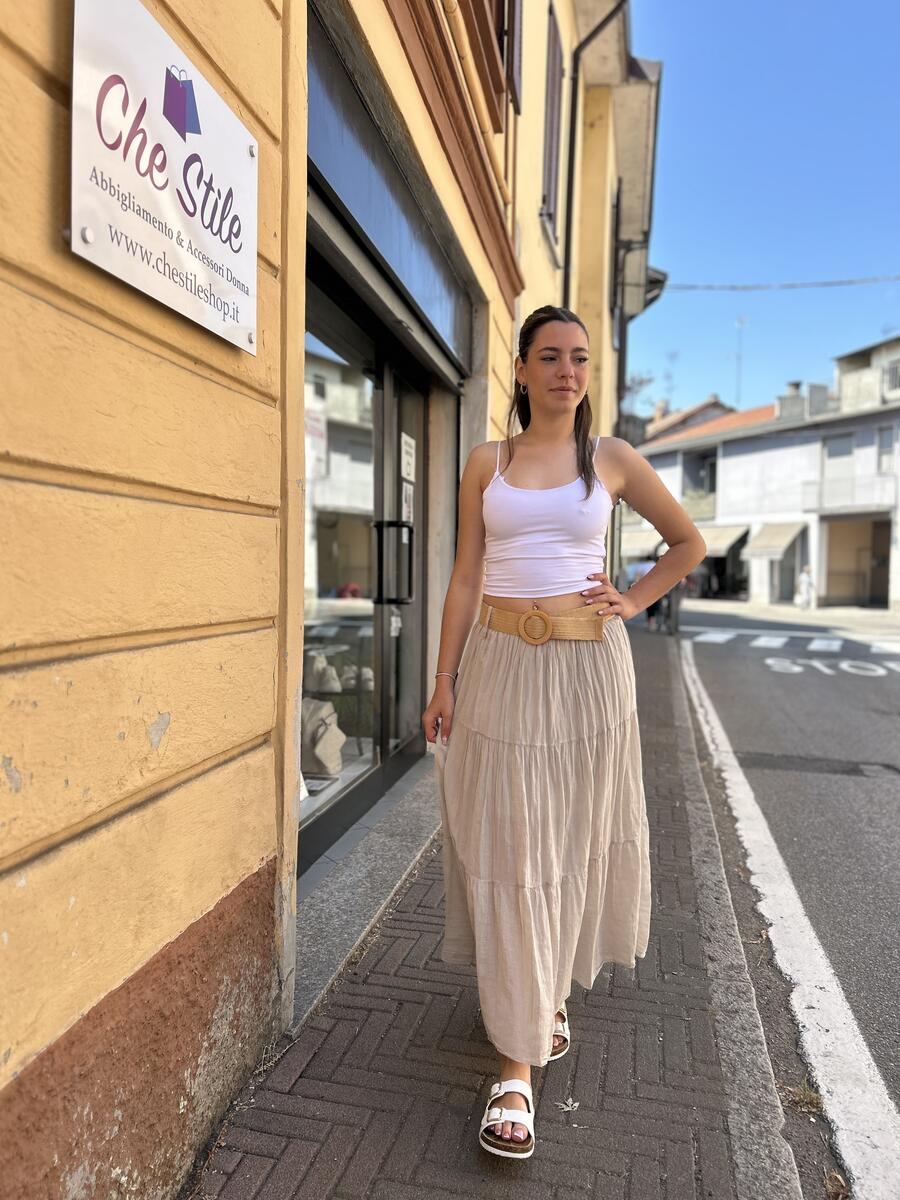 NOVITÀ Gonna lunga con cintura in 100% cotone