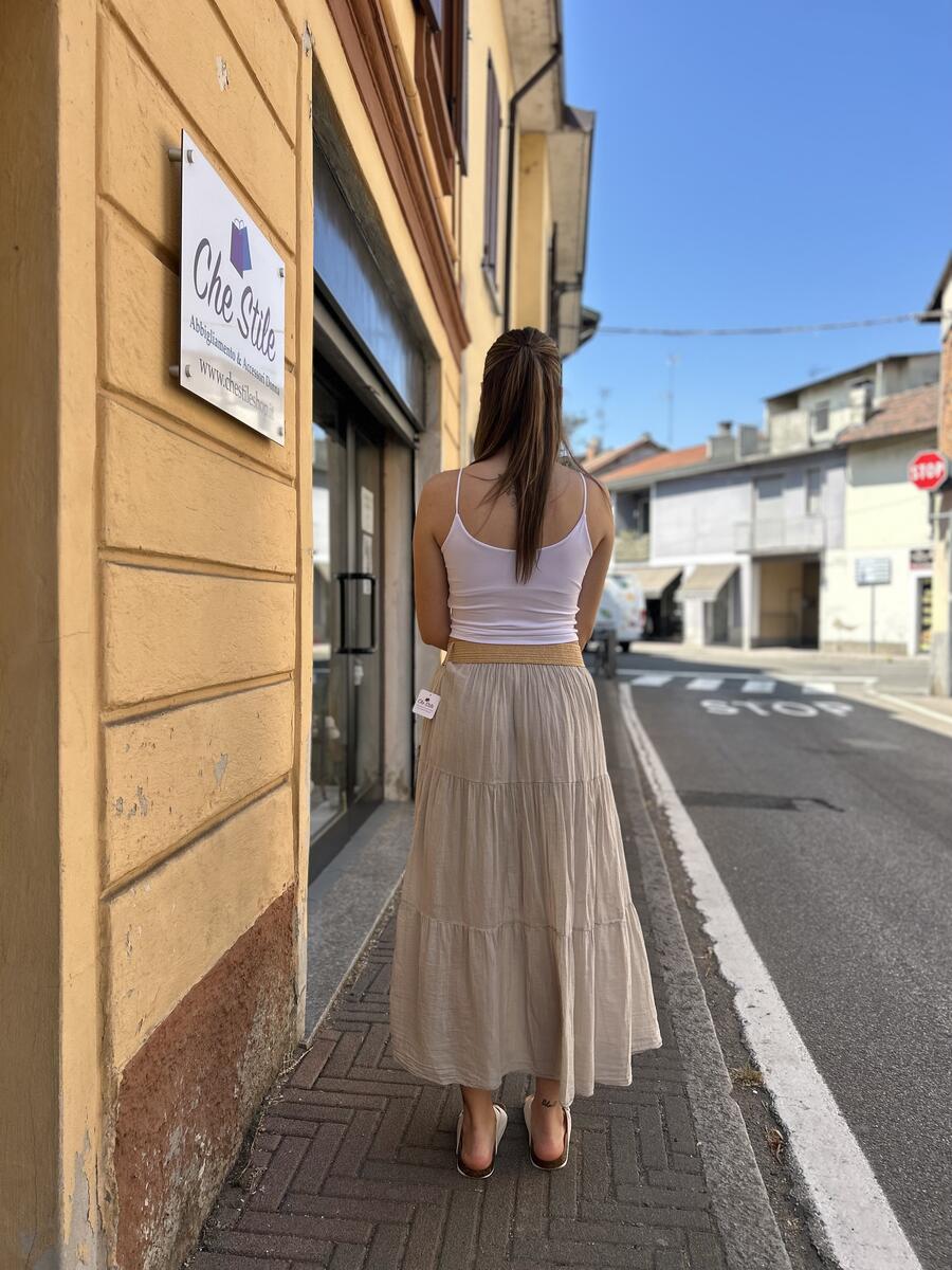 NOVITÀ Gonna lunga con cintura in 100% cotone