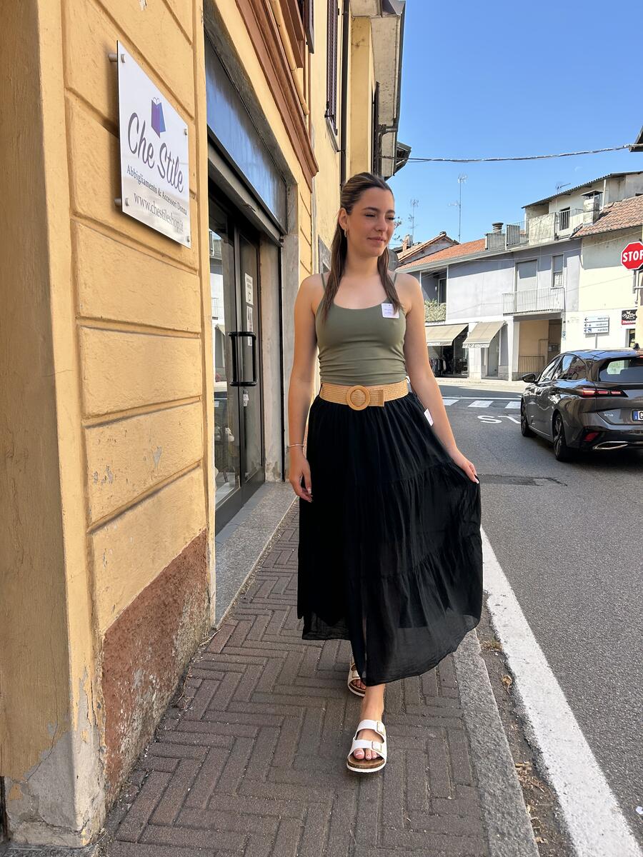 NOVITÀ Gonna lunga con cintura in 100% cotone
