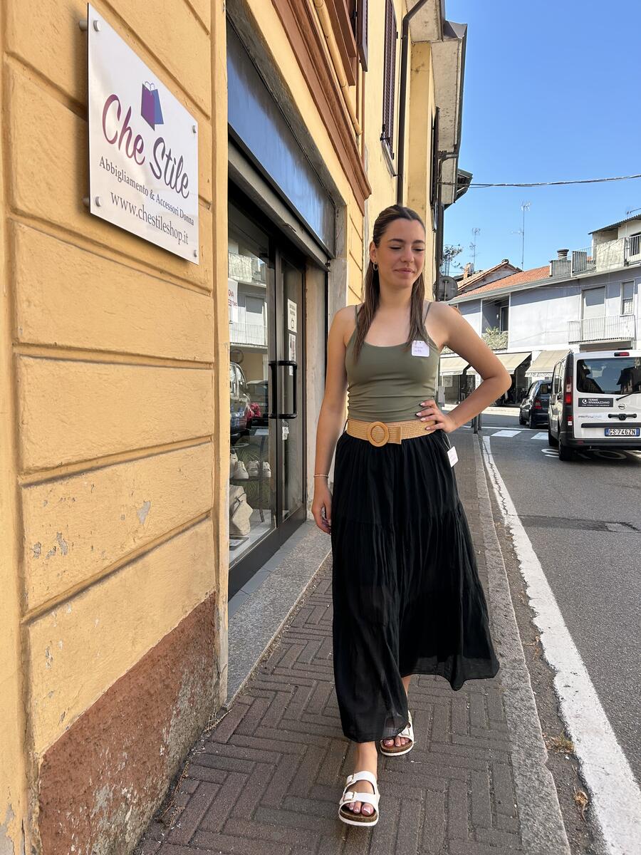 NOVITÀ Gonna lunga con cintura in 100% cotone