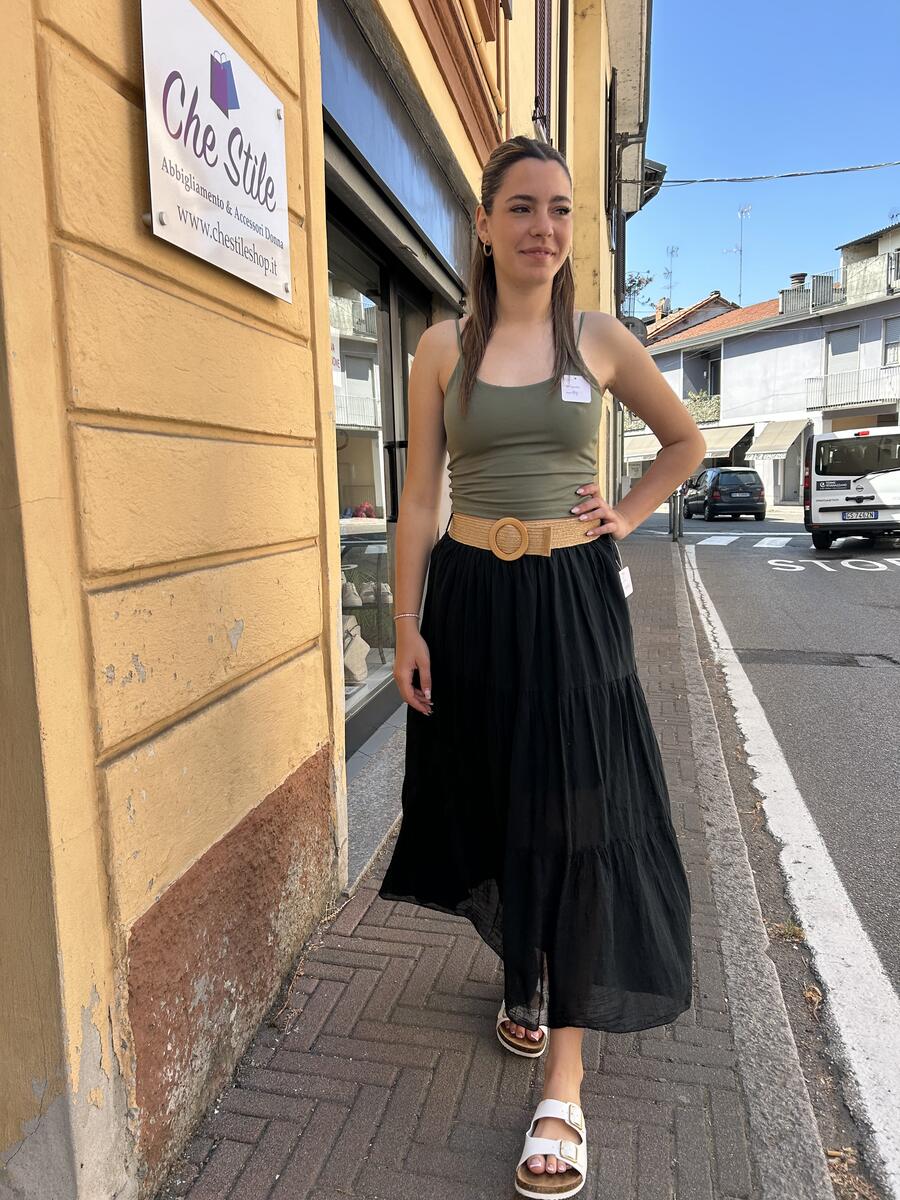 NOVITÀ Gonna lunga con cintura in 100% cotone