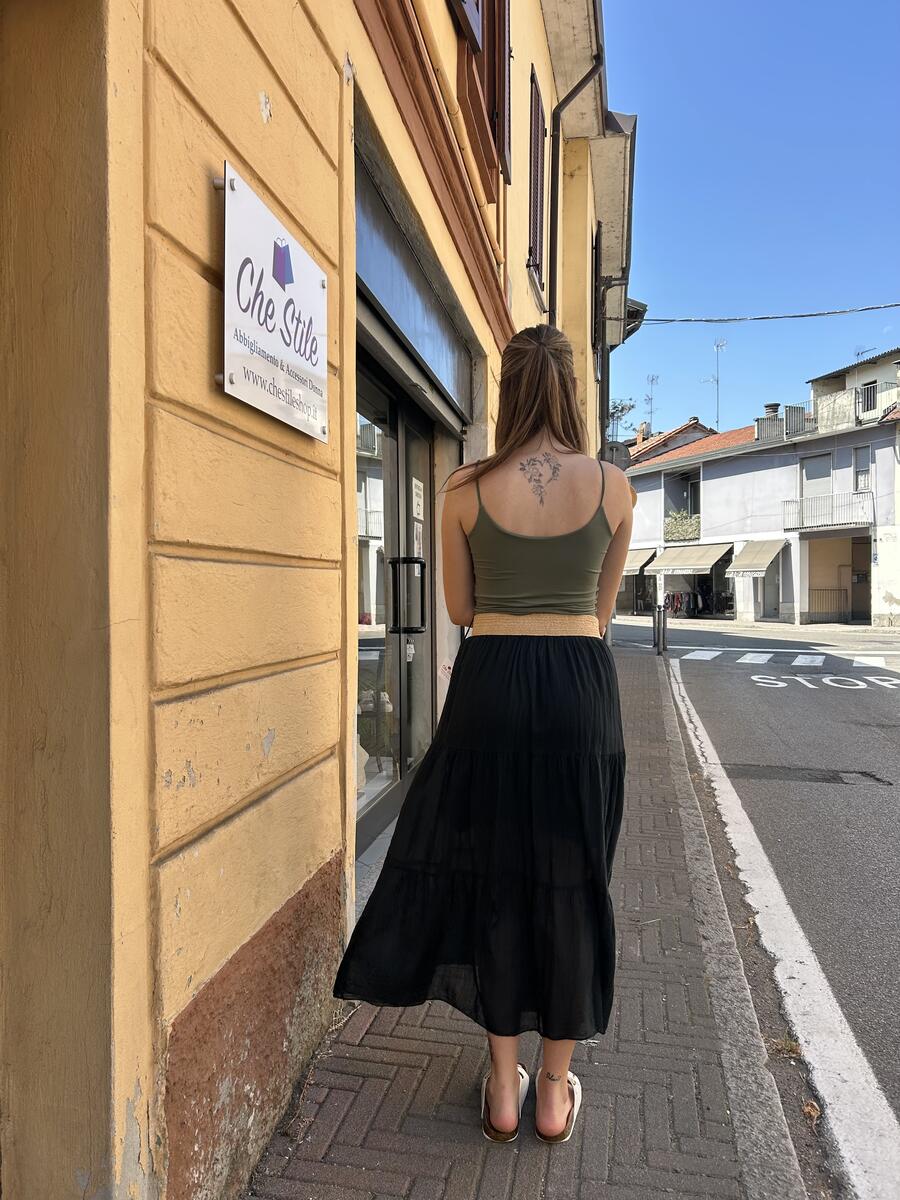 NOVITÀ Gonna lunga con cintura in 100% cotone