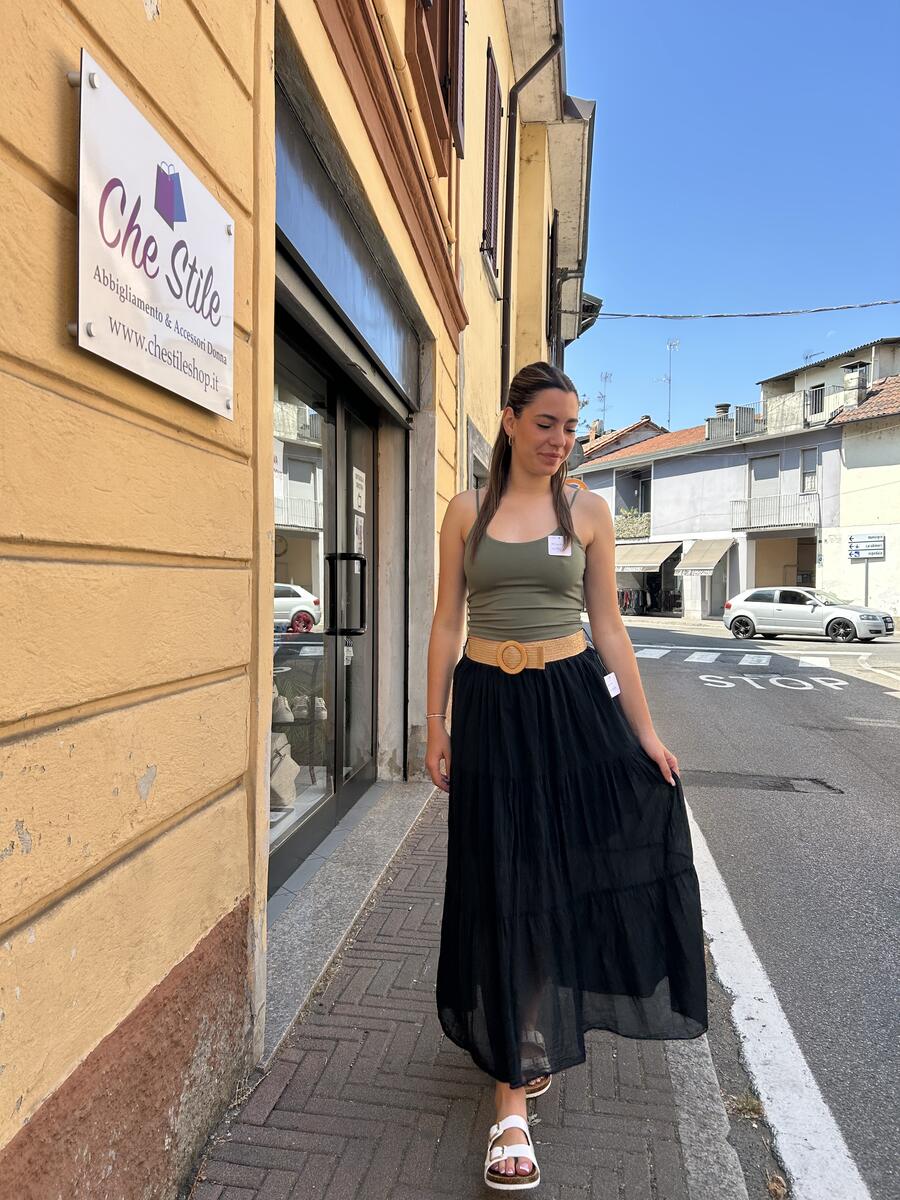 NOVITÀ Gonna lunga con cintura in 100% cotone