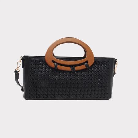 Borsa con tracolla rimovibile, lunga, manico, effetto intrecciato