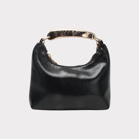 Borsa da sera con tracolla, manico in metallo