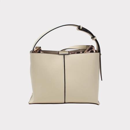 Borsa sigillata con doppia tracolla, tasca interna leopardata