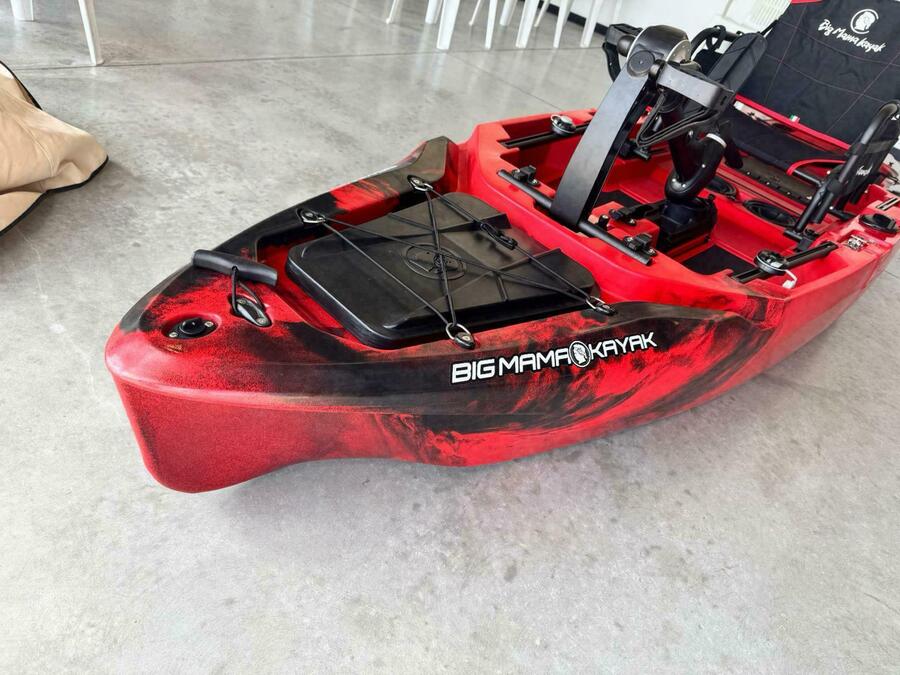 Kayak a Motore di prua Haswing Cayman 55lb con GPS + Pedali divisibile Big Mama Triken 330 live S, con ruote e vasca del vivo