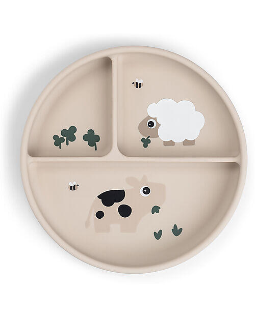 Piatto in silicone con scomparti Tiny Farm - Sabbia