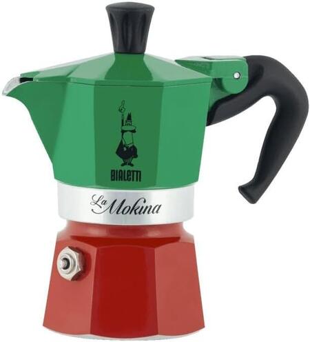 Bialetti 5650 Caffettiera da caffè Moka Express Colore Verde/Rosso/Bianco 1/2 Tazza 30 ml