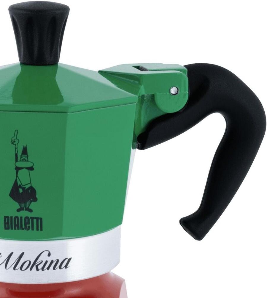 Bialetti 5650 Caffettiera da caffè Moka Express Colore Verde/Rosso/Bianco 1/2 Tazza 30 ml