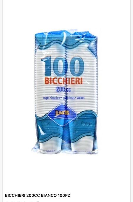 IMB BICCHIERI BIANCHI 200 CC DA  100 pezzi