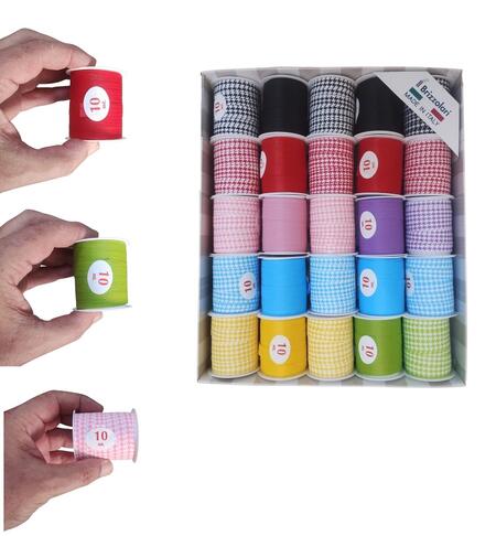 Scatola Completa Nastri Brizzolari - 25 Bobine Assortite 10mt Cad. - Made in Italy per Hobby e Decorazioni