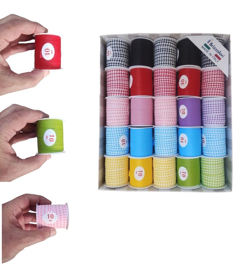 Scatola Completa Nastri Brizzolari - 25 Bobine Assortite 10mt Cad. - Made in Italy per Hobby e Decorazioni