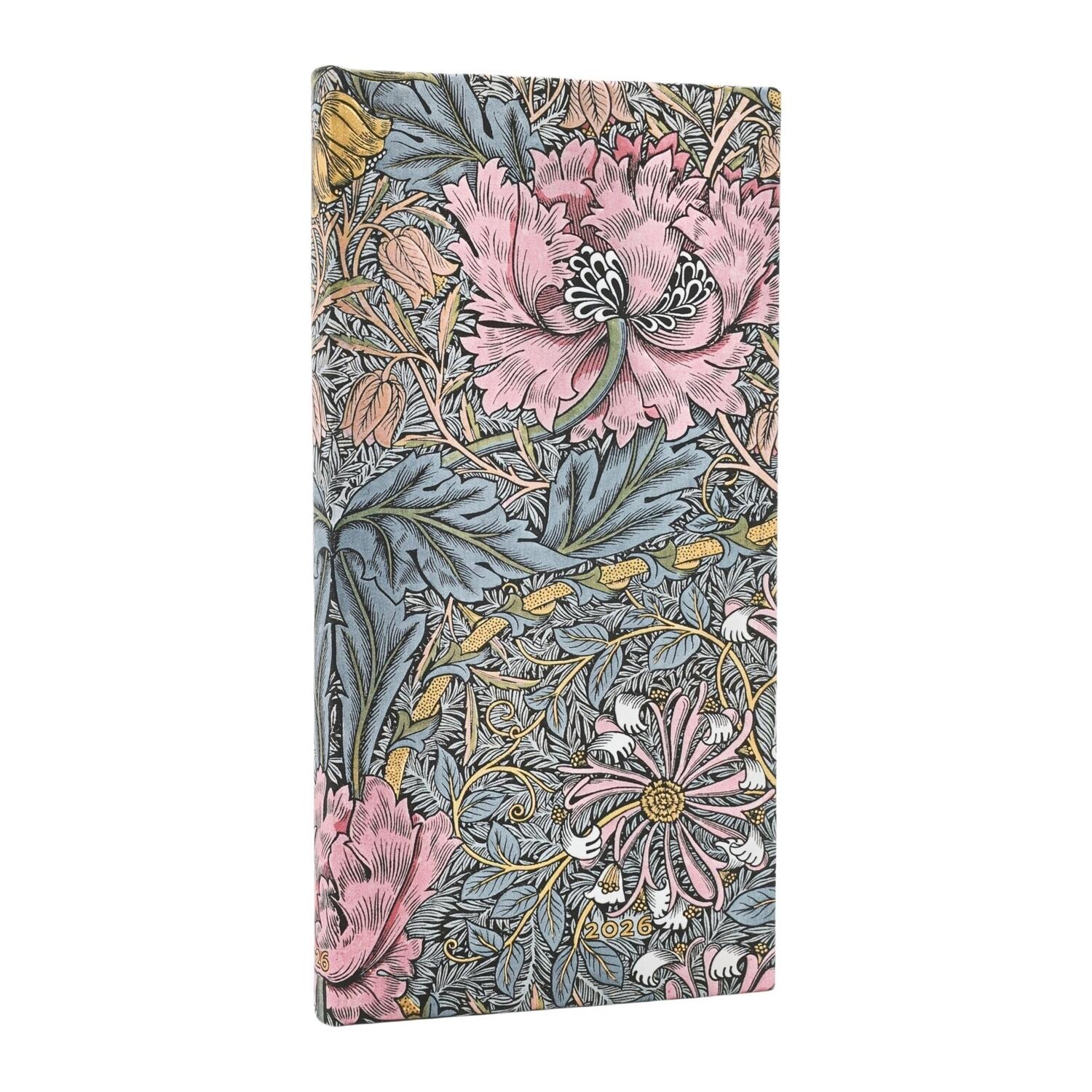 Agenda settimanale 2026 Paperblanks  Morris Caprifoglio Rosa – Slanciato