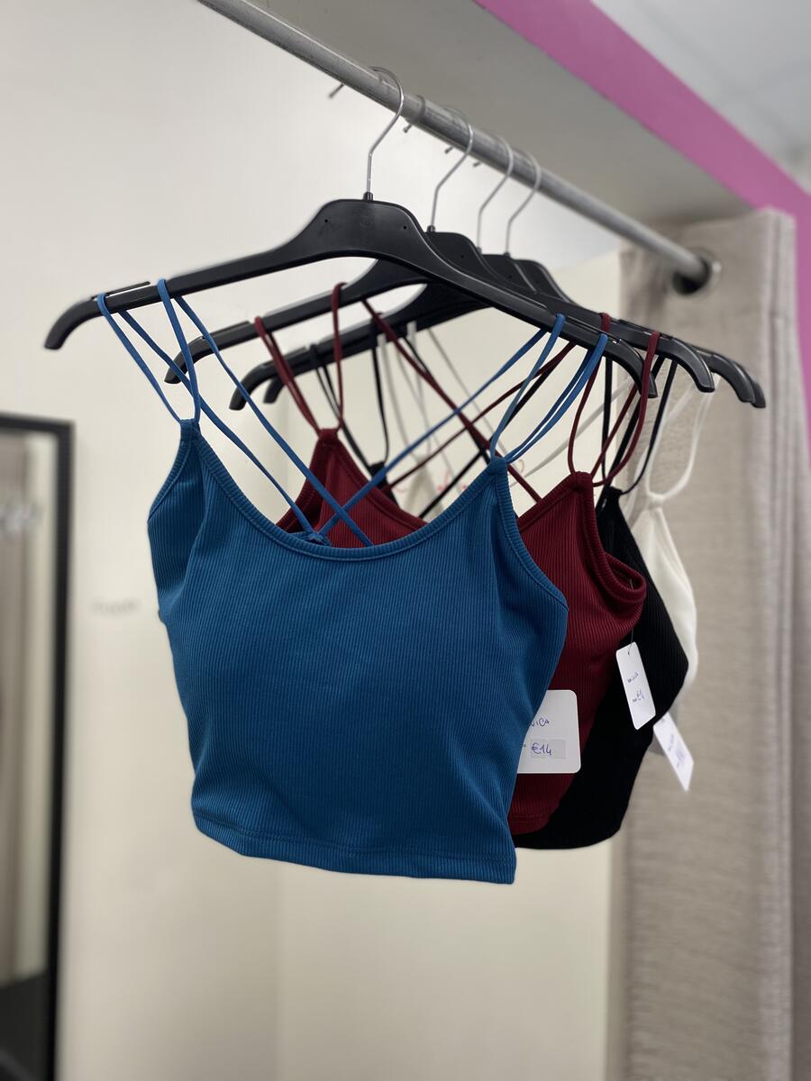 NOVITÀ Crop top a costine incrocio