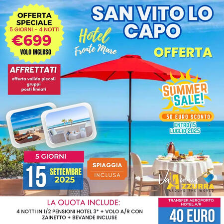 15 SETTEMBRE 2025 5 GIORNI SAN VITO LO CAPO