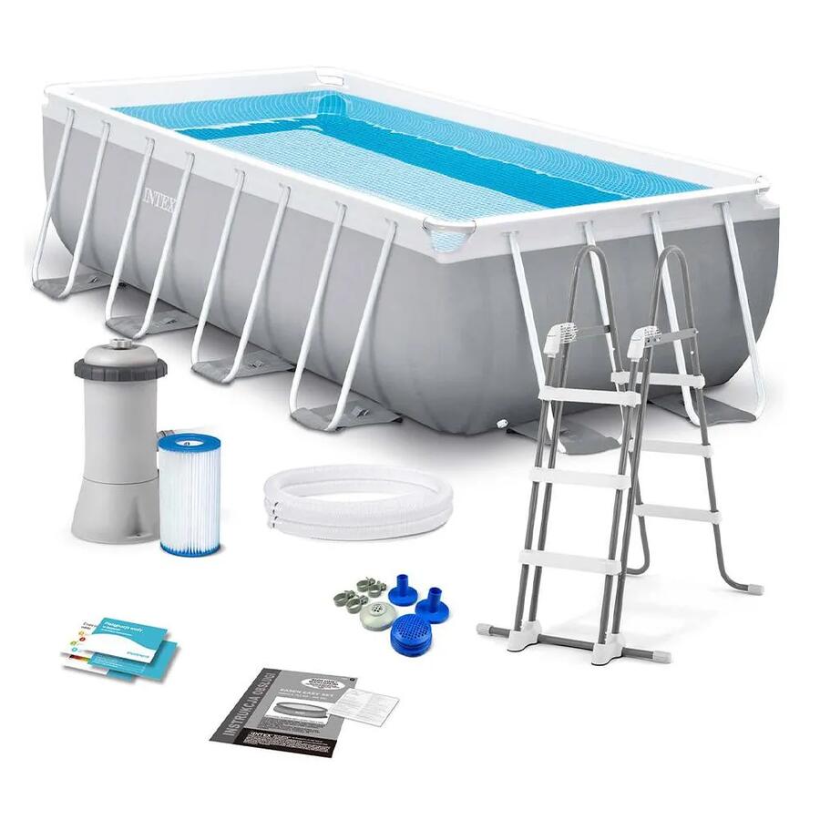 Piscina rettangolare INTEX 26788 Prism Frame 400 x 200 x 100 Fuoriterra con Pompa Filtro e scaletta