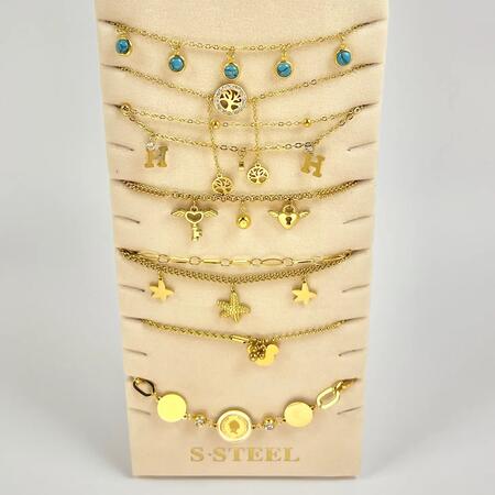 Braccialetti con ciondoli dorati in acciaio