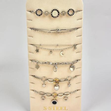 Braccialetti con ciondoli in acciaio argentato