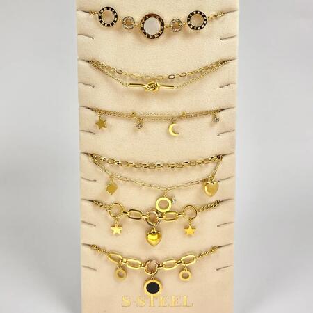 Braccialetti con ciondoli in acciaio dorato 