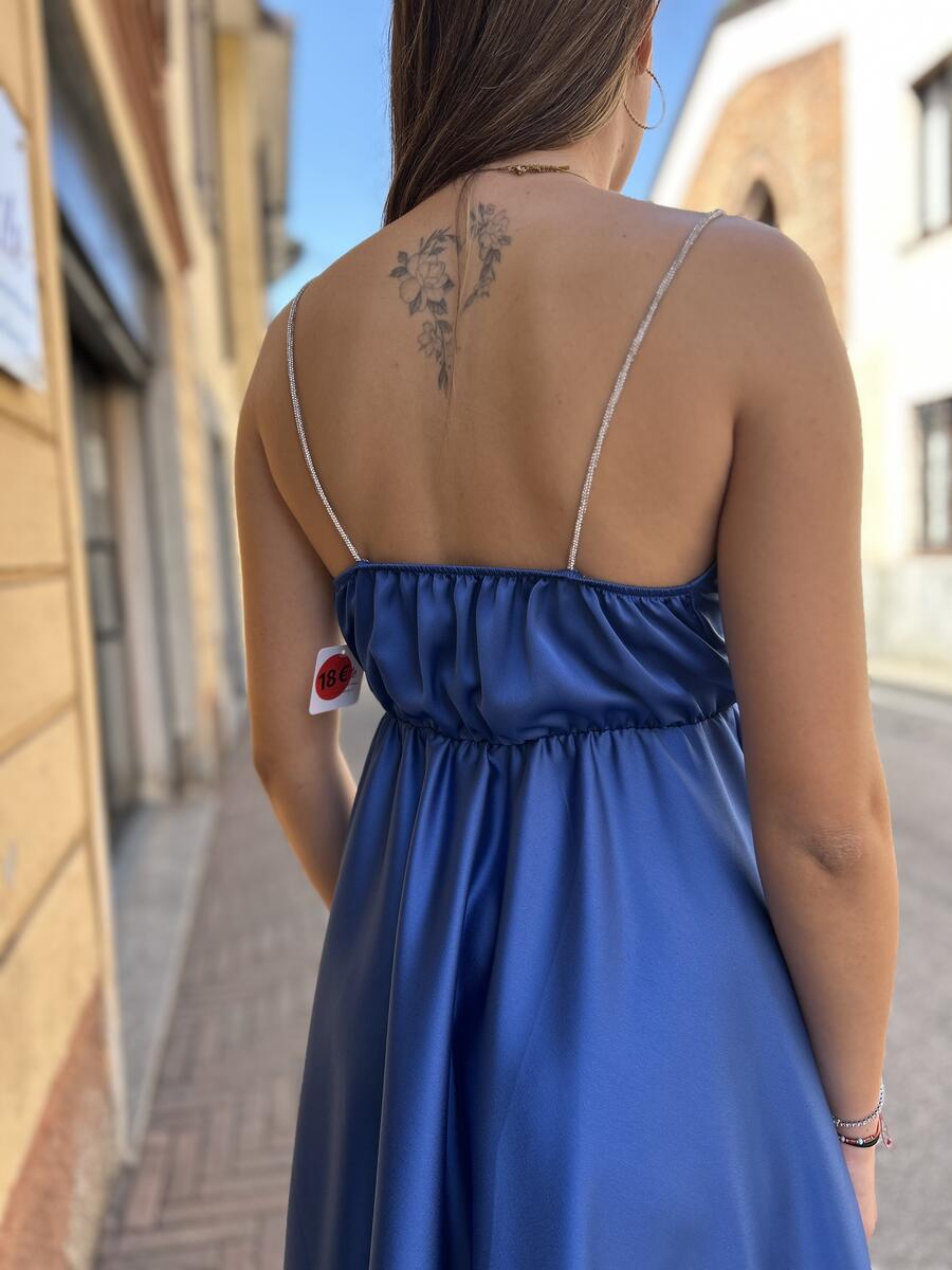 NOVITÀ Abito in raso bretelline strass
