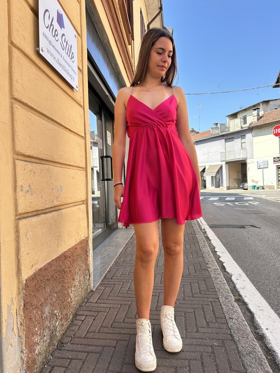 NOVITÀ Abito in raso bretelline strass