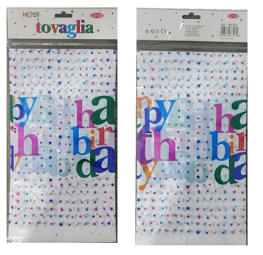 6 Tovaglie in PVC 132X220 cm – Tema Happy birthday
