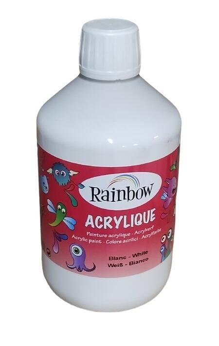 Colore Acrilico Rainbow - Bottiglia da 500 ml (Bianco) – Pittura Versatile e Brillante per Artisti e Hobby