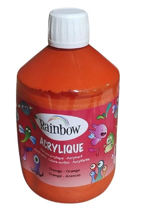 Colore Acrilico Rainbow - Bottiglia da 500 ml (Arancione) – Pittura Versatile e Brillante per Artisti e Hobby