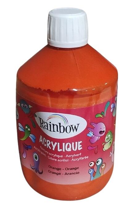 Colore Acrilico Rainbow - Bottiglia da 500 ml (Arancione) – Pittura Versatile e Brillante per Artisti e Hobby
