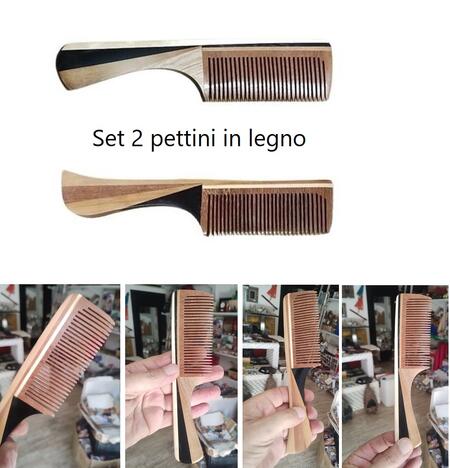 Set 2 Pettini Etnici Artigianali in Legno Intarsiato – Design Unico e Delicato sui Capelli 