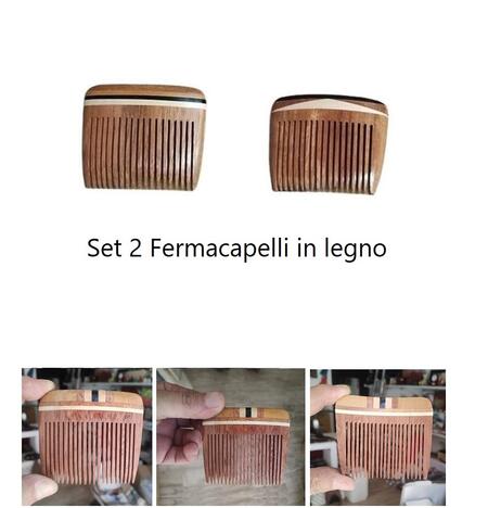 Set 2 fermacapelli Etnico in Legno Intagliato – Stile Bohemien e Artigianale 