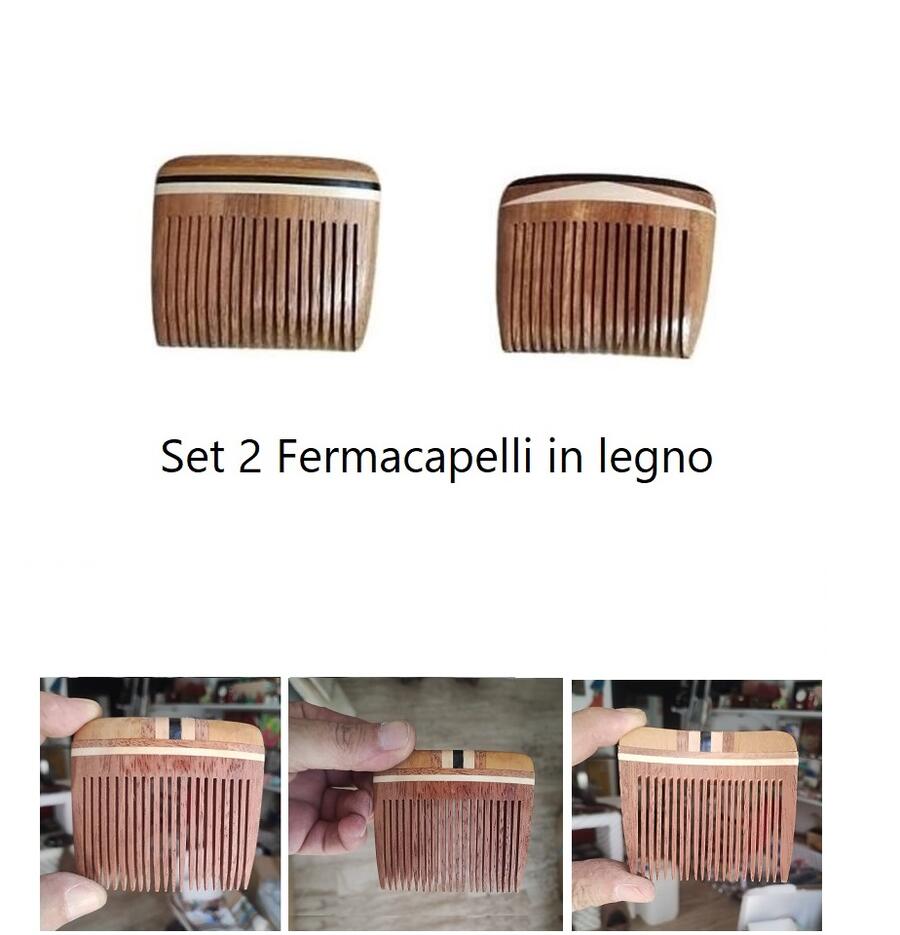 Set 2 fermacapelli Etnico in Legno Intagliato – Stile Bohemien e Artigianale 