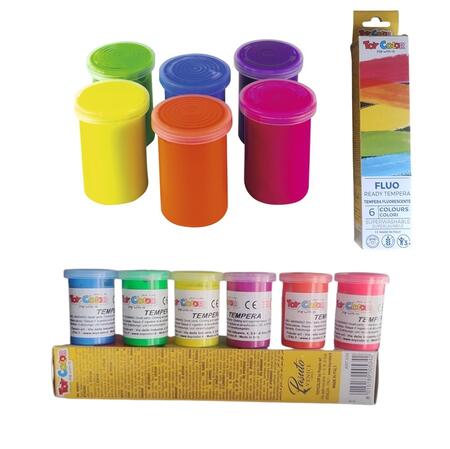 Set 6 Colori Fluorescenti Toy Color Fluo – Tempera Lavabile da 25 ml 